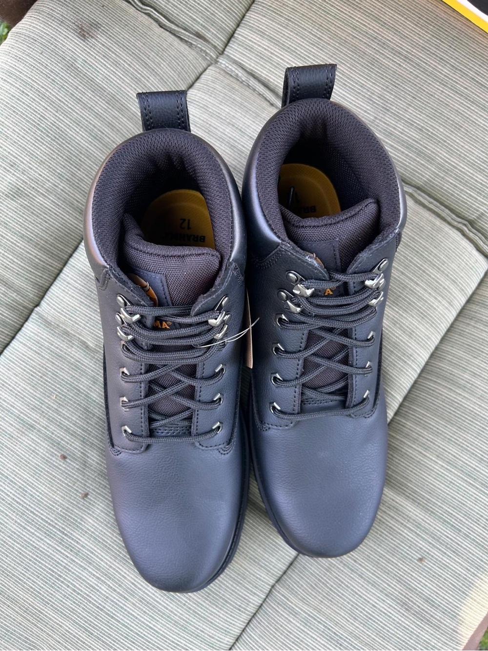 Men's Black Lace-Up Work Boots with Cushioned Collar